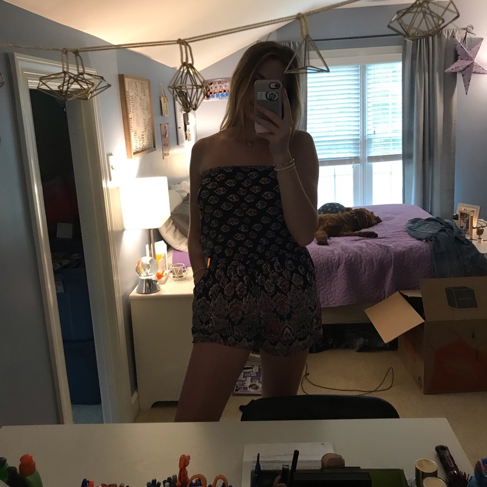 Navy patterned romper